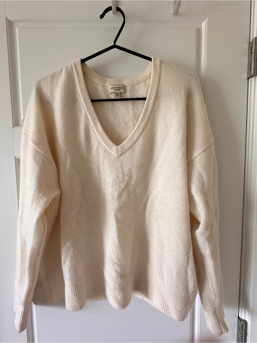 Club Monaco Cream V-Neck Sweater